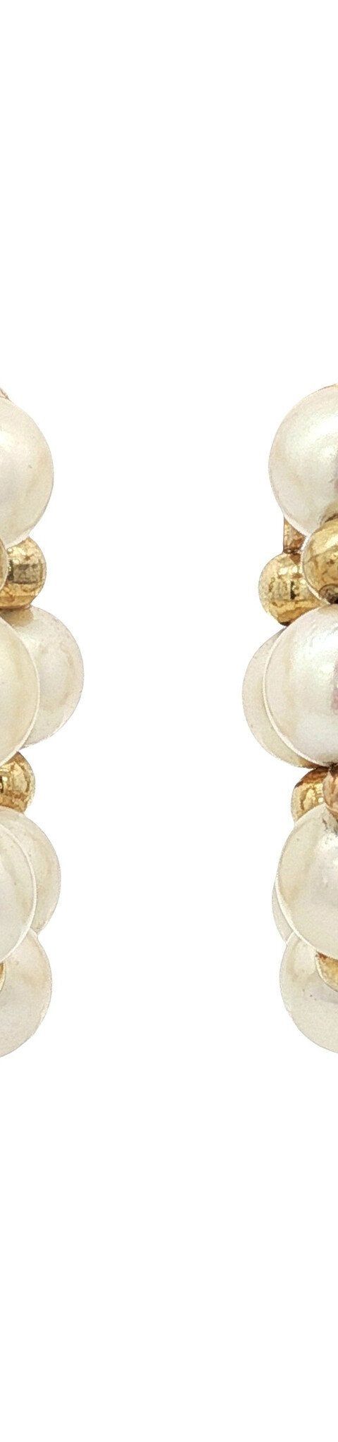 Vintage 14K Gold Hoop Earrings with Pearl